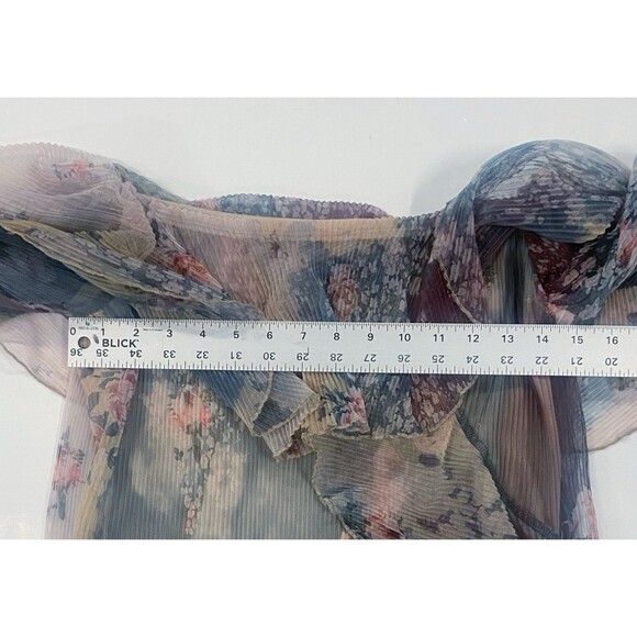 River Island Floral Bateau Neck Long Sleeve Mesh Sheer Fairy Y2K Top Pink US 4 - Picture 11 of 12